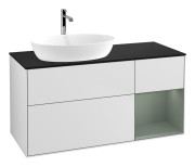 Тумба под раковину Villeroy & Boch Finion 120х50,1 см с подсветкой МДФ белый матовый лак/стекло черное матовое G812GMMT