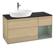 Тумба под раковину Villeroy & Boch Finion 120х50,1 см с подсветкой МДФ шпон дуба/стекло черное матовое G812GMPC