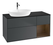 Тумба под раковину Villeroy & Boch Finion 120х50,1 см с подсветкой МДФ темно-синий матовый лак/стекло черное матовое G812GNHG