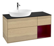 Тумба під раковину Villeroy & Boch Finion 120х50,1 см з підсвічуванням МДФ шпон дуба/скло чорне матове G812HBPC