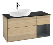 Тумба под раковину Villeroy & Boch Finion 120х50,1 см с подсветкой МДФ шпон дуба/стекло черное матовое G812HGPC