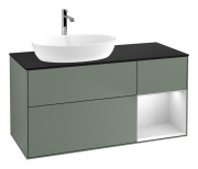 Тумба под раковину Villeroy & Boch Finion 120х50,1 см с подсветкой МДФ оливковый матовый лак/стекло черное матовое G812MTGM
