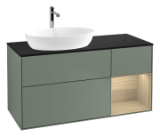 Тумба под раковину Villeroy & Boch Finion 120х50,1 см с подсветкой МДФ оливковый матовый лак/стекло черное матовое G812PCGM