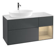 Тумба под раковину Villeroy & Boch Finion 120х50,1 см с подсветкой МДФ темно-синий матовый лак/стекло белое матовое G811PCHG