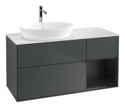 Тумба під раковину Villeroy & Boch Finion 120х50,1 см із підсвічуванням МДФ темно-синій матовий лак/скло біле матове G811PDHG