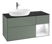 Тумба під раковину Villeroy & Boch Finion 120х50,1 см із підсвічуванням МДФ оливковий матовий лак/скло чорне матове G812GFGM