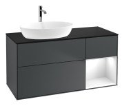 Тумба под раковину Villeroy & Boch Finion 120х50,1 см с подсветкой МДФ темно-синий матовый лак/стекло черное матовое G812GFHG