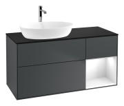 Тумба під раковину Villeroy & Boch Finion 120х50,1 см із підсвічуванням МДФ темно-синій матовий лак/скло чорне матове G812GFHG