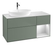 Тумба под раковину Villeroy & Boch Finion 120х50,1 см с подсветкой МДФ оливковый матовый лак/стекло белое матовое G811MTGM