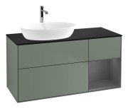 Тумба під раковину Villeroy & Boch Finion 120х50,1 см із підсвічуванням МДФ оливковий матовий лак/скло чорне матове G812GKGM