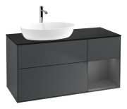 Тумба под раковину Villeroy & Boch Finion 120х50,1 см с подсветкой МДФ темно-синий матовый лак/стекло черное матовое G812GKHG