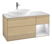 Тумба под раковину Villeroy & Boch Finion 120х50,1 см с подсветкой МДФ шпон дуба/стекло белое матовое G811MTPC