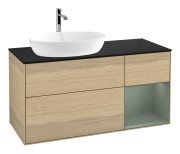 Тумба під раковину Villeroy & Boch Finion 120х50,1 см з підсвічуванням МДФ шпон дуба/скло чорне матове G812GMPC