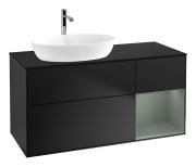 Тумба под раковину Villeroy & Boch Finion 120х50,1 см с подсветкой МДФ черный матовый лак/стекло черное матовое G812GMPD