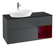 Тумба під раковину Villeroy & Boch Finion 120х50,1 см із підсвічуванням МДФ темно-синій матовий лак/скло чорне матове G812HBHG