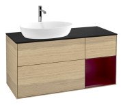 Тумба под раковину Villeroy & Boch Finion 120х50,1 см с подсветкой МДФ шпон дуба/стекло черное матовое G812HBPC