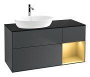 Тумба под раковину Villeroy & Boch Finion 120х50,1 см с подсветкой МДФ темно-синий матовый лак/стекло черное матовое G812HFHG