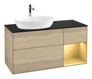 Тумба под раковину Villeroy & Boch Finion 120х50,1 см с подсветкой МДФ шпон дуба/стекло черное матовое G812HFPC