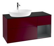 Тумба під раковину Villeroy & Boch Finion 120х50,1 см із підсвічуванням МДФ півонія матовий лак/скло чорне матове G812HGHB