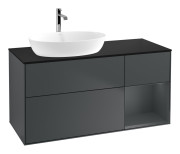 Тумба под раковину Villeroy & Boch Finion 120х50,1 см с подсветкой МДФ темно-синий матовый лак/стекло черное матовое G812HGHG