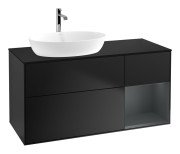 Тумба під раковину Villeroy & Boch Finion 120х50,1 см із підсвічуванням МДФ чорний матовий лак/скло чорне матове G812HGPD