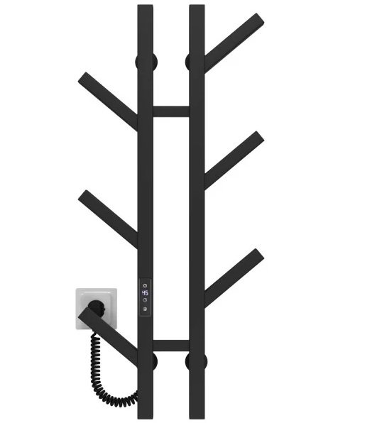 Електрична сушарка для рушників Deffi Sakura П6 100х800 E ліве підключення JD04 чорний A.SR.80.10.6.E.B.L.2