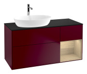 Тумба под раковину Villeroy & Boch Finion 120х50,1 см с подсветкой МДФ пион матовый лак/стекло черное матовое G812PCHB