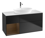 Тумба под раковину Villeroy & Boch Finion 120х50,1 см с подсветкой МДФ черный матовый лак/стекло белое матовое F821GNPD