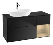 Тумба под раковину Villeroy & Boch Finion 120х50,1 см с подсветкой МДФ черный матовый лак/стекло черное матовое G812PCPD