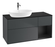 Тумба под раковину Villeroy & Boch Finion 120х50,1 см с подсветкой МДФ темно-синий матовый лак/стекло черное матовое G812PDHG