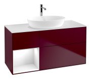 Тумба під раковину Villeroy & Boch Finion 120х50,1 см із підсвічуванням МДФ півонія матовий лак/скло біле матове F821GFHB