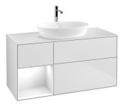 Тумба під раковину Villeroy & Boch Finion 120х50,1 см із підсвічуванням МДФ білий матовий лак/скло біле матове F821GFMT