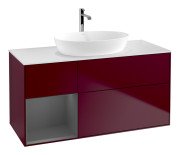 Тумба под раковину Villeroy & Boch Finion 120х50,1 см с подсветкой МДФ пион матовый лак/стекло белое матовое F821GKHB