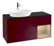 Тумба під раковину Villeroy & Boch Finion 120х50,1 см із підсвічуванням МДФ півонія матовий лак/скло чорне матове G812PCHB