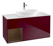 Тумба під раковину Villeroy & Boch Finion 120х50,1 см із підсвічуванням МДФ півонія матовий лак/скло біле матове F821GNHB