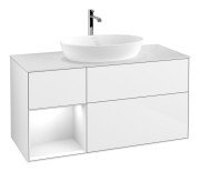 Тумба під раковину Villeroy & Boch Finion 120х50,1 см із підсвічуванням МДФ білий глянцевий лак/скло біле матове F821GFGF