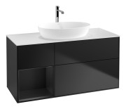 Тумба под раковину Villeroy & Boch Finion 120х50,1 см с подсветкой МДФ черный матовый лак/стекло белое матовое F821PDPD