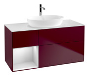 Тумба под раковину Villeroy & Boch Finion 120х50,1 см с подсветкой МДФ пион матовый лак/стекло белое матовое F821MTHB