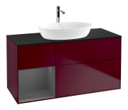 Тумба под раковину Villeroy & Boch Finion 120х50,1 см с подсветкой МДФ пион матовый лак/стекло черное матовое F822GKHB