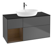 Тумба под раковину Villeroy & Boch Finion 120х50,1 см с подсветкой МДФ антрацит матовый лак/стекло черное матовое F822GNGK