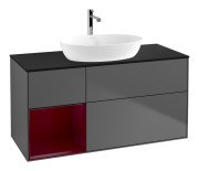 Тумба под раковину Villeroy & Boch Finion 120х50,1 см с подсветкой МДФ антрацит матовый лак/стекло черное матовое F822HBGK