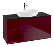 Тумба под раковину Villeroy & Boch Finion 120х50,1 см с подсветкой МДФ пион матовый лак/стекло черное матовое F822HBHB