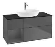 Тумба під раковину Villeroy & Boch Finion 120х50,1 см із підсвічуванням МДФ антрацит матовий лак/скло чорне матове F822GKGK