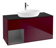 Тумба під раковину Villeroy & Boch Finion 120х50,1 см із підсвічуванням МДФ півонія матовий лак/скло чорне матове F822GKHB