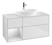 Тумба под раковину Villeroy & Boch Finion 120х50,1 см с подсветкой МДФ белый матовый лак/стекло белое матовое F821MTMT