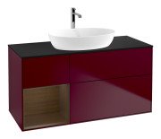 Тумба під раковину Villeroy & Boch Finion 120х50,1 см із підсвічуванням МДФ півонія матовий лак/скло чорне матове F822GNHB