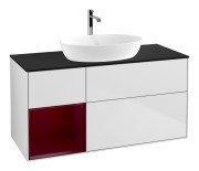 Тумба під раковину Villeroy & Boch Finion 120х50,1 см із підсвічуванням МДФ білий матовий лак/скло чорне матове F822HBMT