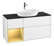 Тумба под раковину Villeroy & Boch Finion 120х50,1 см с подсветкой МДФ глянцевый белый лак/стекло черное матовое F822HFGF