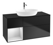 Тумба під раковину Villeroy & Boch Finion 120х50,1 см із підсвічуванням МДФ чорний матовий лак/скло чорне матове F822MTPD