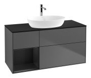 Тумба под раковину Villeroy & Boch Finion 120х50,1 см с подсветкой МДФ антрацит матовый лак/стекло черное матовое F822PDGK